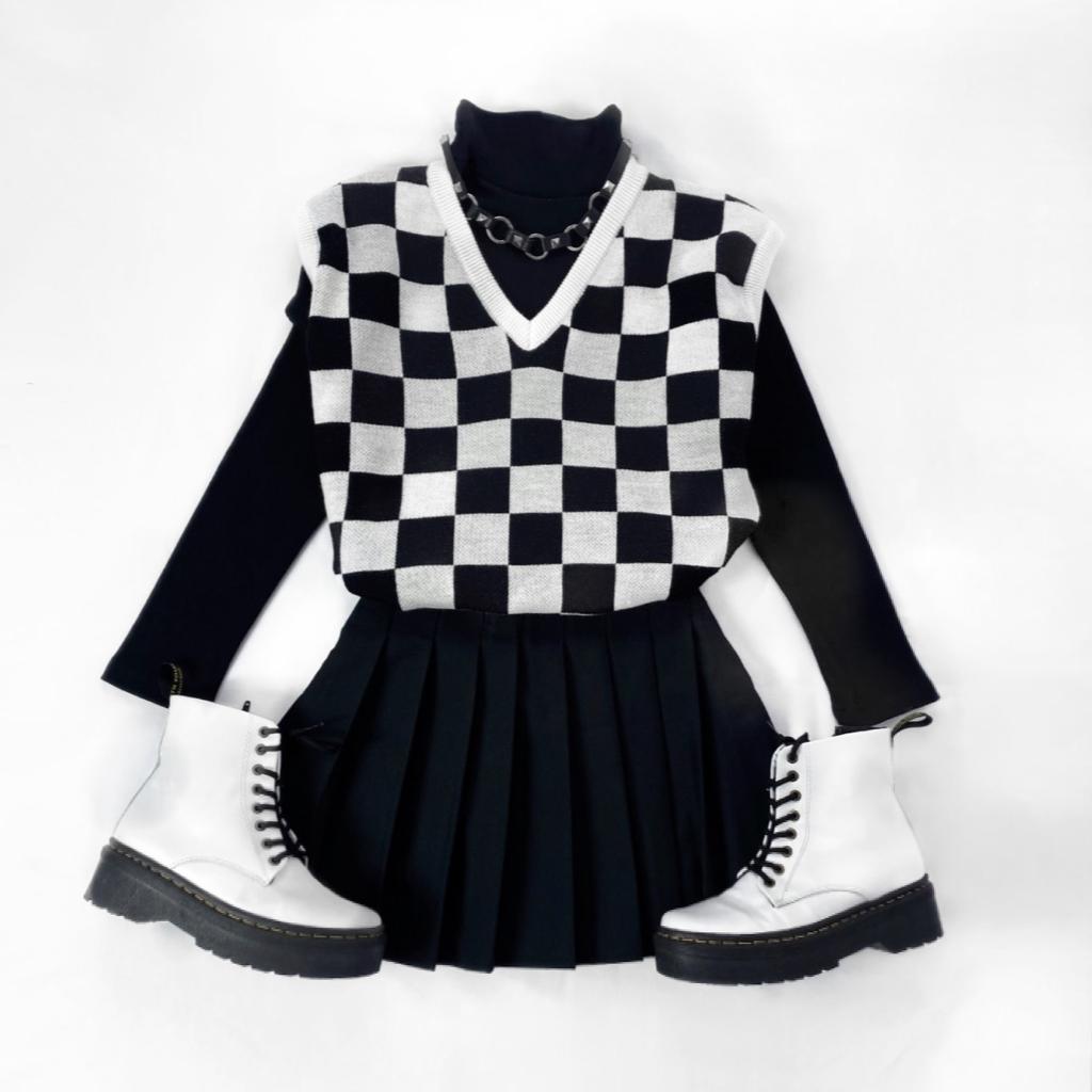 CARDIGAN TEJIDO AJEDREZ