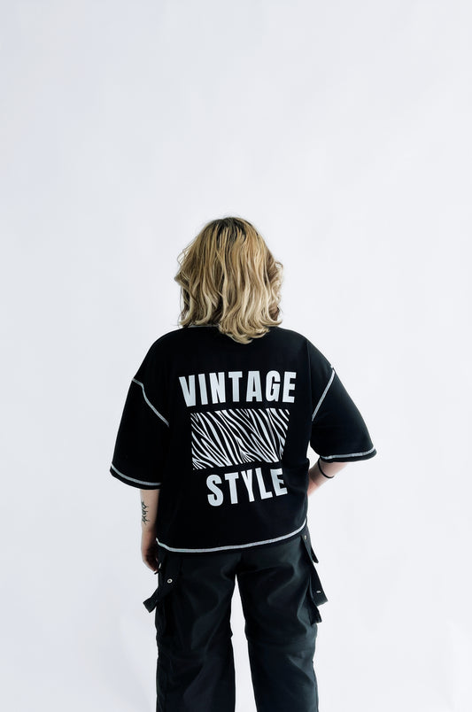 CROPPED VINTAGE STYLE PRINT CEBRA